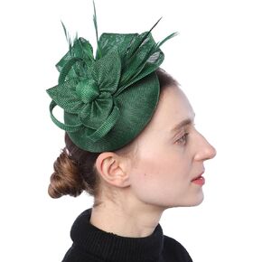 Coolwife Fascinators Pillbox Hat Sinamay Feather Flower Derby Ball Wedding Church Party Hair Clip