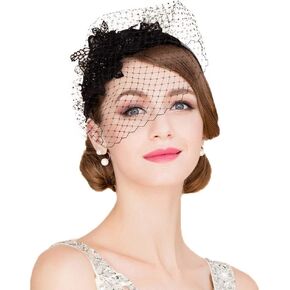 F FADVES Ladies Flower Veil Fascinators Cocktail Tea Party Banque Wedding Headwear