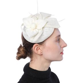 Coolwife Fascinators Pillbox Hat Sinamay Feather Flower Derby Ball Wedding Church Party Hair Clip