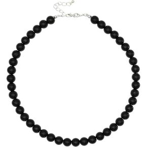 Colorful Glass Bead & Pearl Choker Necklace - Statement Jewelry for Women,Long String of Pearls Necklace Fake Pearl Necklaces for Girls