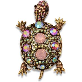 Vintage ​​Turtle Brooch Pin for Women Girls Rhinestone CZ Lapel Pin Badge Corsage Pins Wedding Banquet for Clothing Hat Bag Accessories