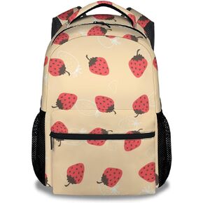 Strawberry Backpack for Girls, 16 Inch Aesthetic Backpack for School, Red, Adjustable Straps, Durable, Lightweight, Large Capacity Bookbag for Kids