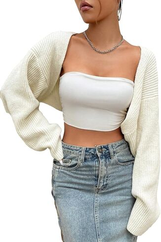 GORGLITTER Cardigan Sweaters for Women Open Front Knit Bolero Long Sleeve Shrug Crop Tops in Saudi Arabia