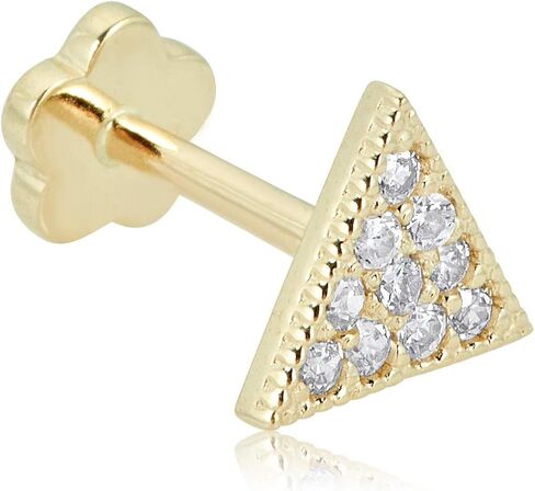 AVORA 14K Gold Clustered Simulated Diamond CZ Triangle Cartilage Piercing Flat Back Earring Body Jewelry (18 Gauge) in Saudi Arabia