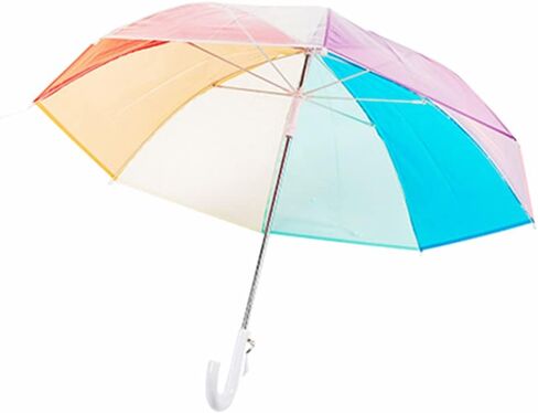 ThreeH Children's Rainbow Umbrella Curved Handle Sturdy Plastic Material Shatterproof 8 Ribs Manual Open Transparent Dome Bubble Umbrella in Saudi Arabia