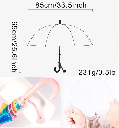 ThreeH Children's Rainbow Umbrella Curved Handle Sturdy Plastic Material Shatterproof 8 Ribs Manual Open Transparent Dome Bubble Umbrella in Saudi Arabia