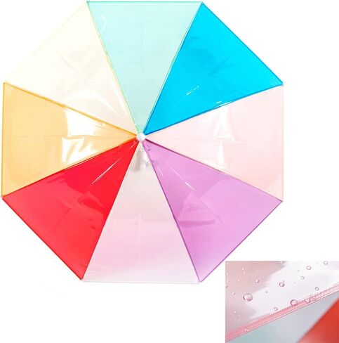 ThreeH Children's Rainbow Umbrella Curved Handle Sturdy Plastic Material Shatterproof 8 Ribs Manual Open Transparent Dome Bubble Umbrella in Saudi Arabia