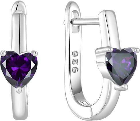 أقراط حلقية من الفضة الإسترليني عيار 925، أقراط هوجي على شكل قلب على شكل جوهرة الميلاد، مجوهرات مطلية بالذهب الأبيض عيار 18 قيراط للنساء in Kuwait