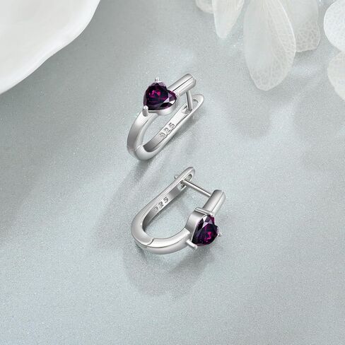 أقراط حلقية من الفضة الإسترليني عيار 925، أقراط هوجي على شكل قلب على شكل جوهرة الميلاد، مجوهرات مطلية بالذهب الأبيض عيار 18 قيراط للنساء in Kuwait