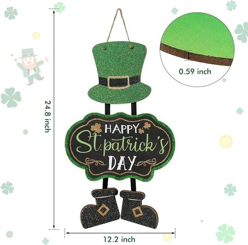 Green Top Hat Shamrock Clover Hanging Wood Decor and Leprechaun Top Hat Triple Sign Bundle in Saudi Arabia