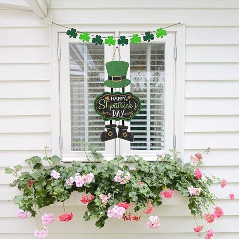 Green Top Hat Shamrock Clover Hanging Wood Decor and Leprechaun Top Hat Triple Sign Bundle in Saudi Arabia