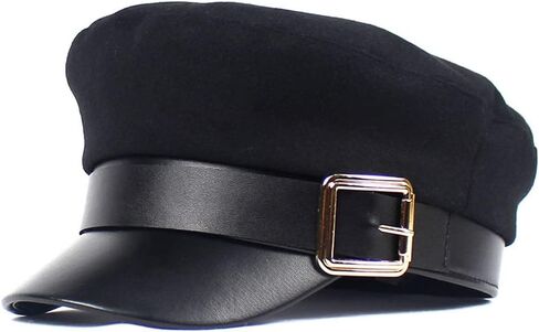 Black Metal Buckle Breton Fiddler Cap Vintage British Flat Top Fisherman Hat Newsboy Hat Visor Beret Cap Paperboy Gatsby Hat for Women Girls in Saudi Arabia