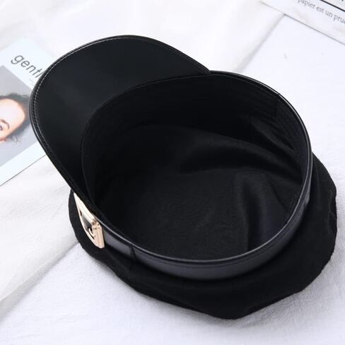 Black Metal Buckle Breton Fiddler Cap Vintage British Flat Top Fisherman Hat Newsboy Hat Visor Beret Cap Paperboy Gatsby Hat for Women Girls in Saudi Arabia