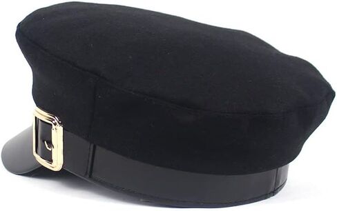 Black Metal Buckle Breton Fiddler Cap Vintage British Flat Top Fisherman Hat Newsboy Hat Visor Beret Cap Paperboy Gatsby Hat for Women Girls in Saudi Arabia