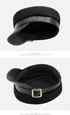 Black Metal Buckle Breton Fiddler Cap Vintage British Flat Top Fisherman Hat Newsboy Hat Visor Beret Cap Paperboy Gatsby Hat for Women Girls in Saudi Arabia