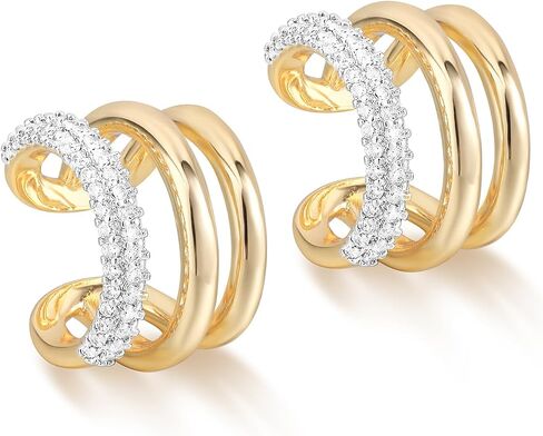 MYEARS Women Ear Cuff Earring Gold Non Pierced Cartilage Clip on Open Wrap Hoop Cubic Zirconia 14K Gold Filled Simple Minimalist Hypoallergenic Everyday Jewelry in Saudi Arabia