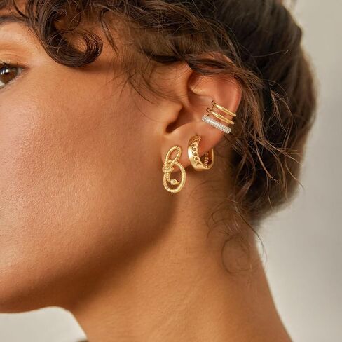 MYEARS Women Ear Cuff Earring Gold Non Pierced Cartilage Clip on Open Wrap Hoop Cubic Zirconia 14K Gold Filled Simple Minimalist Hypoallergenic Everyday Jewelry in Saudi Arabia