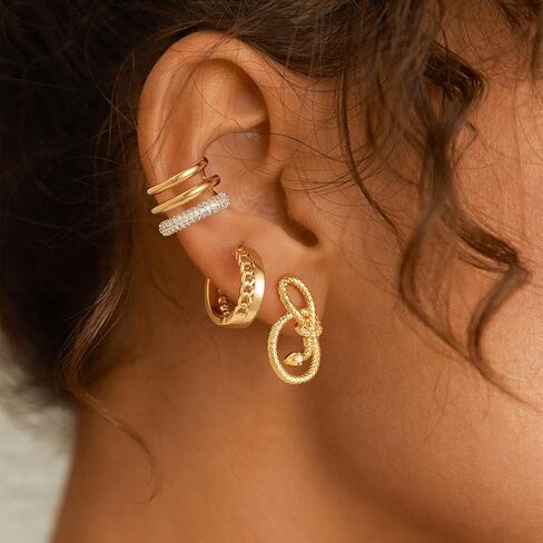 MYEARS Women Ear Cuff Earring Gold Non Pierced Cartilage Clip on Open Wrap Hoop Cubic Zirconia 14K Gold Filled Simple Minimalist Hypoallergenic Everyday Jewelry in Saudi Arabia