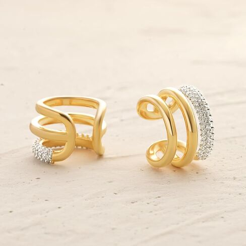 MYEARS Women Ear Cuff Earring Gold Non Pierced Cartilage Clip on Open Wrap Hoop Cubic Zirconia 14K Gold Filled Simple Minimalist Hypoallergenic Everyday Jewelry in Saudi Arabia