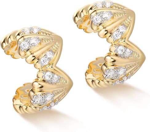MYEARS Women Ear Cuff Earring Gold Non Pierced Cartilage Clip on Open Wrap Hoop Cubic Zirconia 14K Gold Filled Simple Minimalist Hypoallergenic Everyday Jewelry in Saudi Arabia