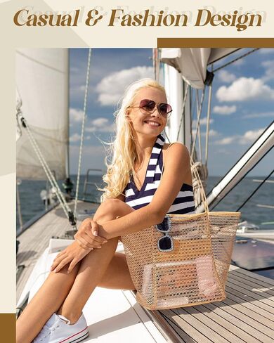 6 Pieces Mesh Beach Tote Bag for Women Summer Waterproof Pool Bag Mesh Beach Bags Waterproof Sandproof Shoulder Bag for Beach Travel Vacation Shopping Picnic Swimming in Saudi Arabia