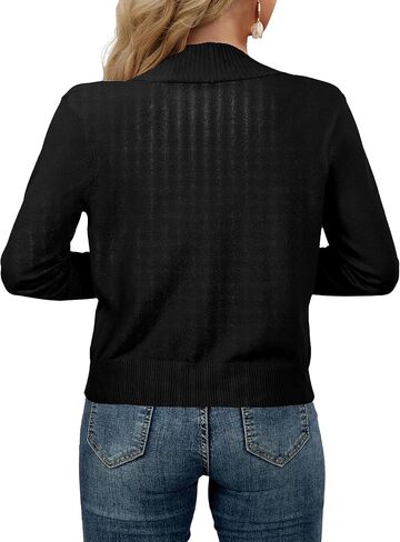 سترة صوفية نسائية من AAMILIFE بأكمام طويلة وسترات بوليرو مفتوحة من الأمام وقصيرة سترة صوفية قصيرة مع جيب in Kuwait