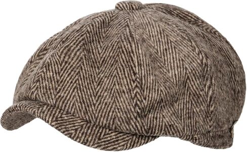 Rimosnn Men's Classic Newsboy Hat 8 Panel Wool Blend Herringbone Flat Ivy Gatsby Cabbie Driving Tweed Cap in Kuwait