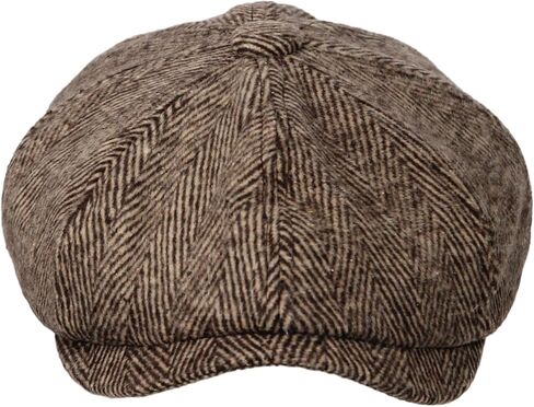 Rimosnn Men's Classic Newsboy Hat 8 Panel Wool Blend Herringbone Flat Ivy Gatsby Cabbie Driving Tweed Cap in Kuwait