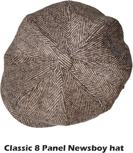 Rimosnn Men's Classic Newsboy Hat 8 Panel Wool Blend Herringbone Flat Ivy Gatsby Cabbie Driving Tweed Cap in Kuwait