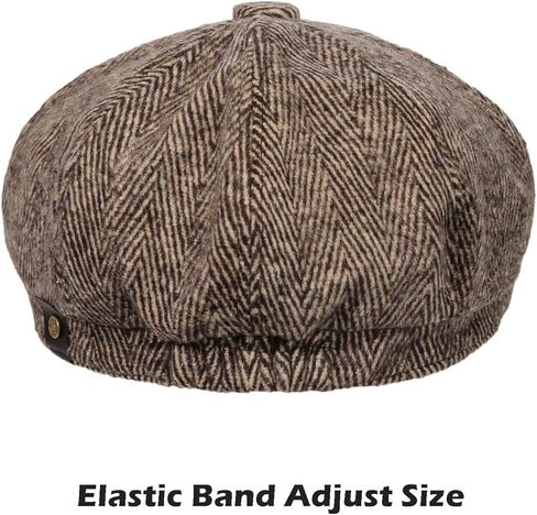 Rimosnn Men's Classic Newsboy Hat 8 Panel Wool Blend Herringbone Flat Ivy Gatsby Cabbie Driving Tweed Cap in Kuwait