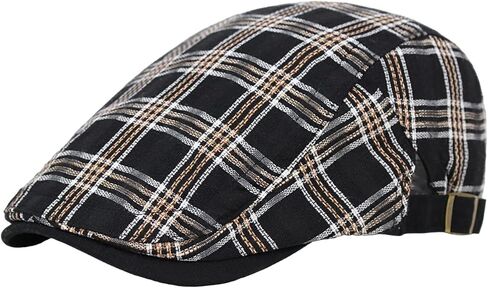 Summer Flat Cap for Men Plaid Lightweight Newsboy Cap Adjustable Ivy Gatsby Hat in Kuwait