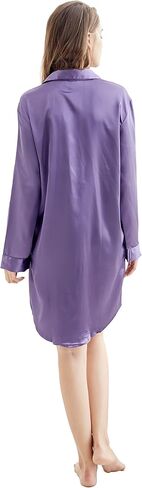 TONY AND CANDICE Women’s Sleep Shirt, Satin Pajama Top Long Sleeve Nightshirt in Saudi Arabia