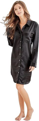 TONY AND CANDICE Women’s Sleep Shirt, Satin Pajama Top Long Sleeve Nightshirt in Saudi Arabia