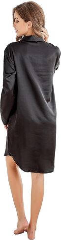 TONY AND CANDICE Women’s Sleep Shirt, Satin Pajama Top Long Sleeve Nightshirt in Saudi Arabia