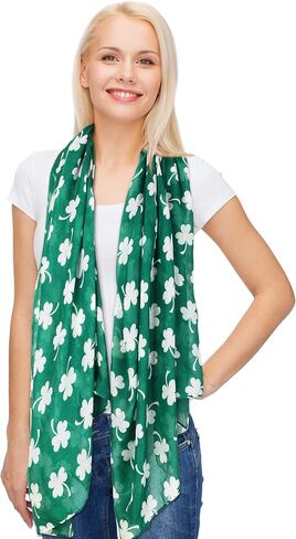 Skylety St. Patrick's Day Printed Scarf Long Shamrock Shawl Irish Theme Scarf for Holiday Outfits Accessories in Saudi Arabia