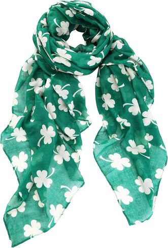 Skylety St. Patrick's Day Printed Scarf Long Shamrock Shawl Irish Theme Scarf for Holiday Outfits Accessories in Saudi Arabia