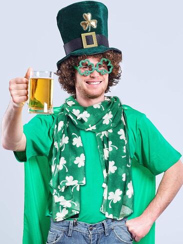Skylety St. Patrick's Day Printed Scarf Long Shamrock Shawl Irish Theme Scarf for Holiday Outfits Accessories in Saudi Arabia