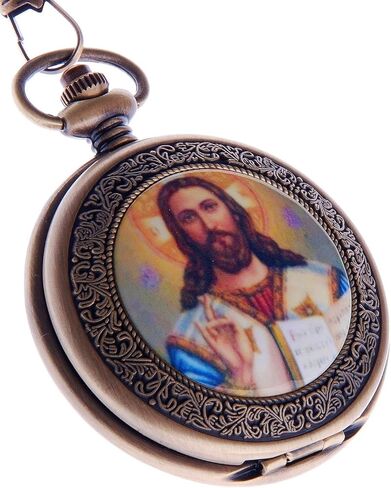 ساعة جيب جيسوس المسيح كوارتز مع سلسلة مسيحية دينية للرجال والنساء من شوبي ووتش PW-49 in Kuwait