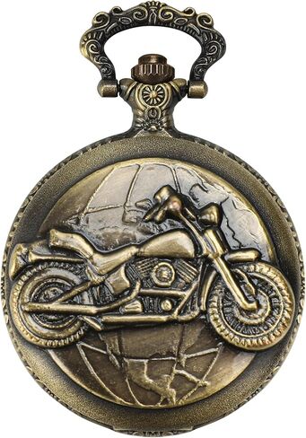 Fashion Watch Vintage Bronze Skeleton Men's Children's Gift Motorcycle Copper Hanging Quartz Pocket Watch with Chain in Saudi Arabia