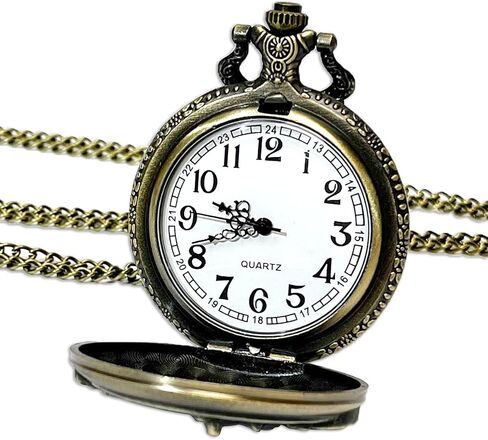 Fashion Watch Vintage Bronze Skeleton Men's Children's Gift Motorcycle Copper Hanging Quartz Pocket Watch with Chain in Saudi Arabia