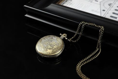 Fashion Watch Vintage Bronze Skeleton Men's Children's Gift Motorcycle Copper Hanging Quartz Pocket Watch with Chain in Saudi Arabia
