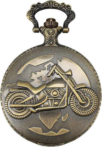 Fashion Watch Vintage Bronze Skeleton Men's Children's Gift Motorcycle Copper Hanging Quartz Pocket Watch with Chain in Saudi Arabia