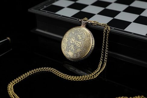 Fashion Watch Vintage Bronze Skeleton Men's Children's Gift Motorcycle Copper Hanging Quartz Pocket Watch with Chain in Saudi Arabia