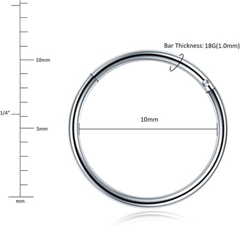 Oveta 5pcs Hoop Nose Ring 14G 16G 18G Surgical Steel Nose Ring Hinged Segment Ring Septum Ring Cartilage Daith Conch Earrings Hoop Piercing Jewelry, Gold Black Silver Rosegold Rainbow Colors in Kuwait