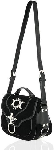 Restyle Triple Goddess Pagan Bag Moon Phases Gothic Wicca Vegan Suede Handbag in Saudi Arabia