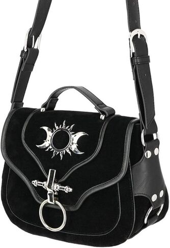 Restyle Triple Goddess Pagan Bag Moon Phases Gothic Wicca Vegan Suede Handbag in Saudi Arabia