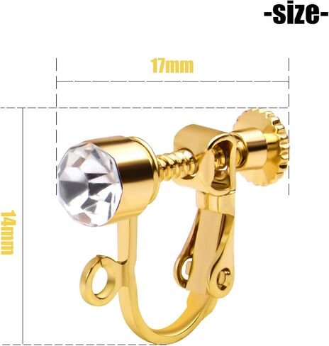 Crystal Clip-on Earrings Converter, 12pcs Non-pierced Earring Clips Women Earring Component with Adjustable Screw for Earring Making, Gold and Silver in Saudi Arabia