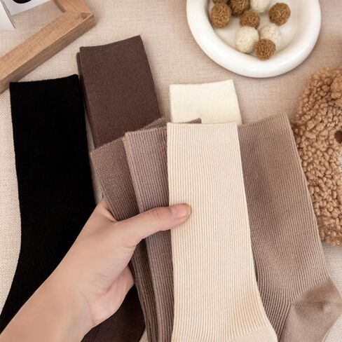 TeenFighter 3 Pairs Ultra-Soft Neutral Cotton and Wool Blend Socks - Athletic Aesthetic Crew Socks for Women and Girls in Saudi Arabia