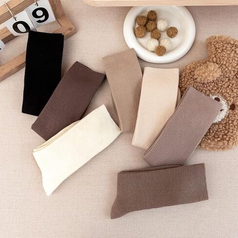 TeenFighter 3 Pairs Ultra-Soft Neutral Cotton and Wool Blend Socks - Athletic Aesthetic Crew Socks for Women and Girls in Saudi Arabia