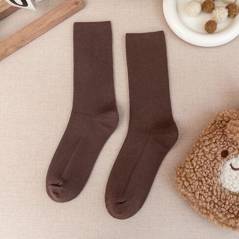 TeenFighter 3 Pairs Ultra-Soft Neutral Cotton and Wool Blend Socks - Athletic Aesthetic Crew Socks for Women and Girls in Saudi Arabia
